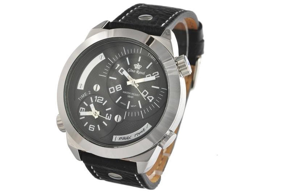 Gino Rossi heren horloge silver/zwart #40 | bol.com