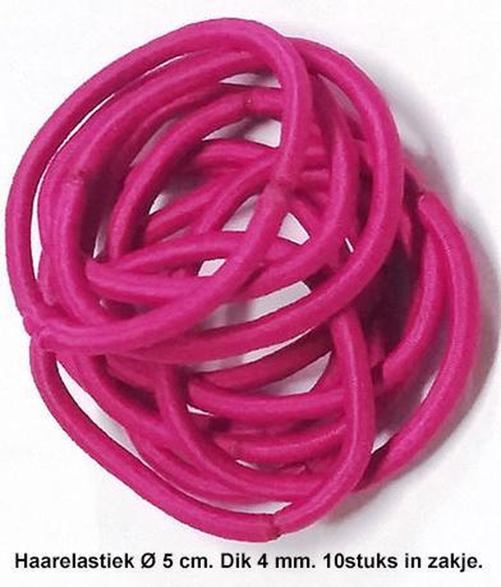Rojafit Haarelastiekjes – Ø 5 cm. / 4 mm. dik - 10 stuks – Cerise