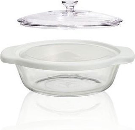 Bol Com Anchor Hocking Vershouddoos Ovenschaal Glas Truefit Casserole Wit 2 L Met Deksel