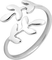 24/7 Jewelry Collection Blad Ring Verstelbaar - Laurierblad - Laurierblaadjes - Verstelbare Ring - Zilverkleurig