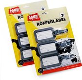 Combi-Label Kofferlabels - Kofferlabel - Bagagelabels - Bagagelabel - Koffer - Reislabel - Zwart - 6 Stuks