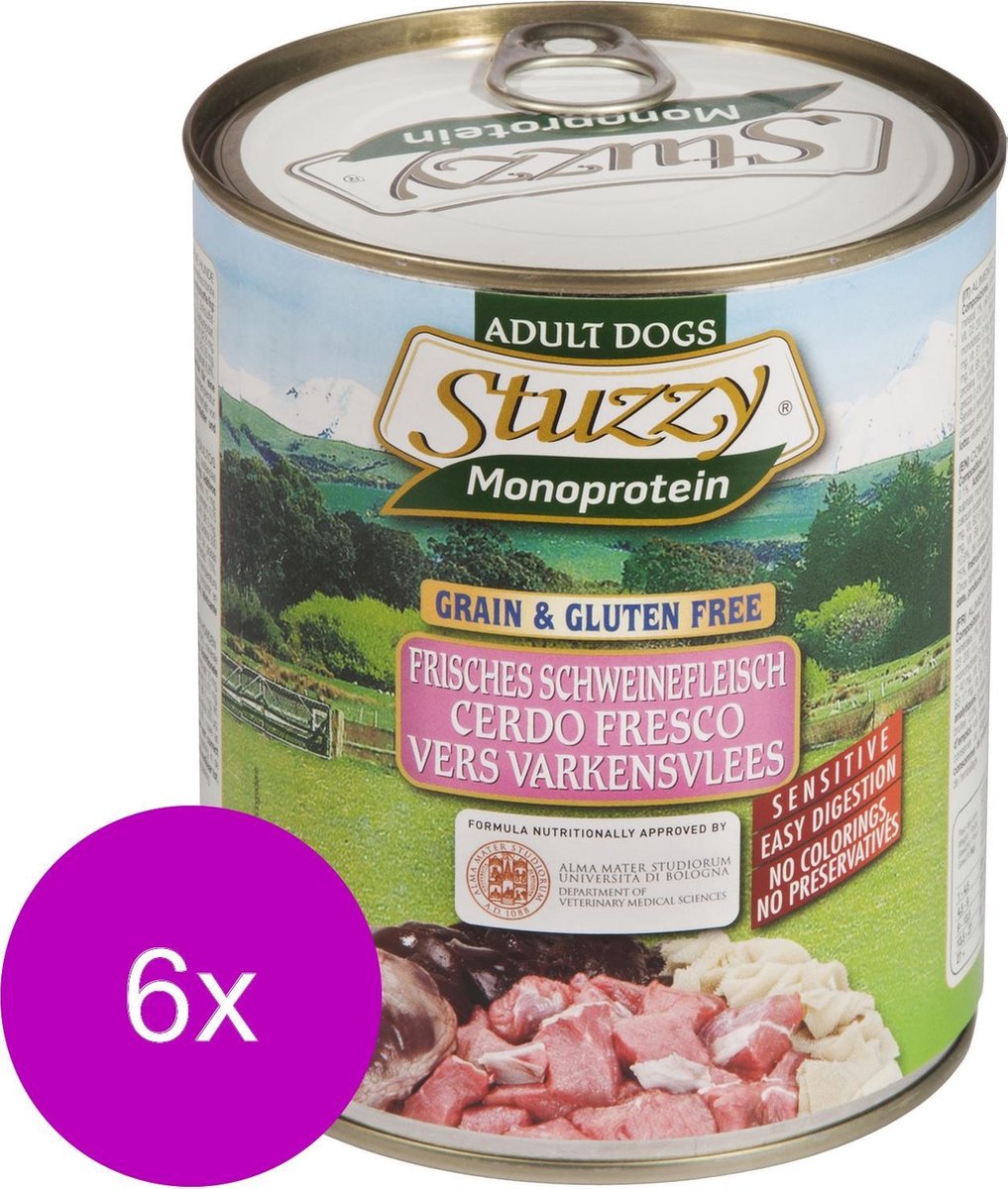 6x Stuzzy Hondenvoer Monoprotein Varken 800 gr