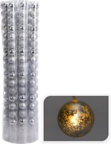 Kerstballen LED zilver 16 stuks in koker