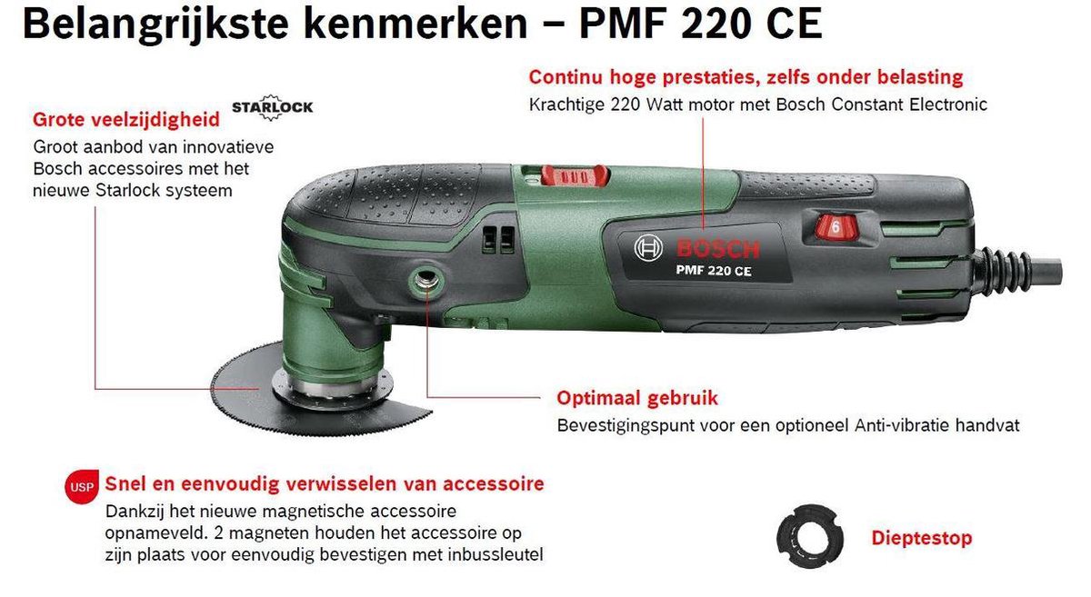 Bosch PMF 220 CE Multitool - Oscillerend - 220 Watt - Inclusief toolbox |  bol.com