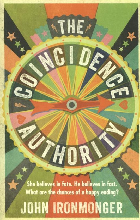 Boekomslag met een wiel met 12 secties. De tekst 'THE COINCIDENCE AUTHORITY' staat in het wiel. Kleuren zijn groen, geel, oranje, rood en blauw.