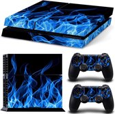 PS4 Sticker - PS4 Console Skin "Blue Flames" - 1 Console Skin + 2 Controller Skins