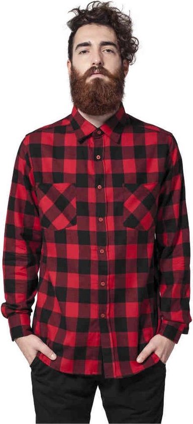 Chemise Urban Classics -4XL- Flanell à carreaux Noir / Rouge