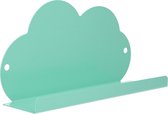Wandplankje met met Muurstickers voor in de Kinderslaapkamer Turquoise Wolkje – 11x20x6cm | Houder voor aan de Muur | Metalen Wandhanger met 2 Stickervellen | Muurhanger