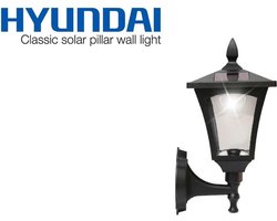 Hyundai - klassieke LED wandlamp met zonnepaneel - Zwart | bol.com