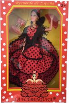 Spaanse barbie pop Flamenco rood zwarte stippen jurk barbiepop