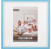 3D Houten Wissellijst - Fotolijst - 40x40 cm - Helder Glas - Licht Blauw / Wit met Spacer