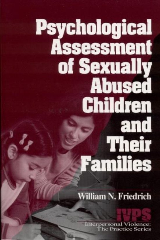Boekomslag getiteld 'Psychological Assessment of Sexually Abused Children and Their Families' met een vrouw en kind.