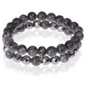Matte Agaat kralen armband Hematiet Skull