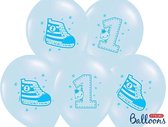 Ballonnen 30cm, Sneaker - Number 1, Pastel blauw (1 zakje met 50 stuks)