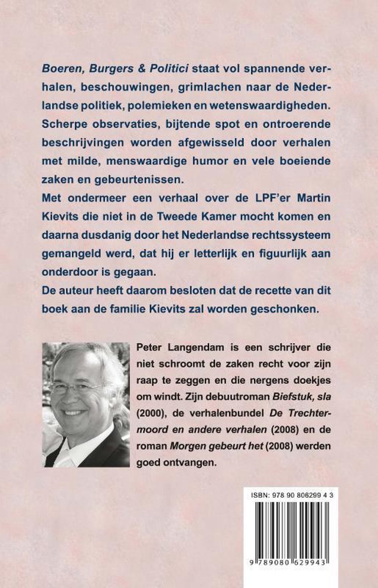 Boekomslag 'Boeren, Burgers & Politici' van Peter Langendam.