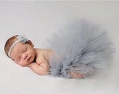 LeuksteWinkeltje Tutu met haarband - Grijs - Prinses kledingset - newborn fotoshoot