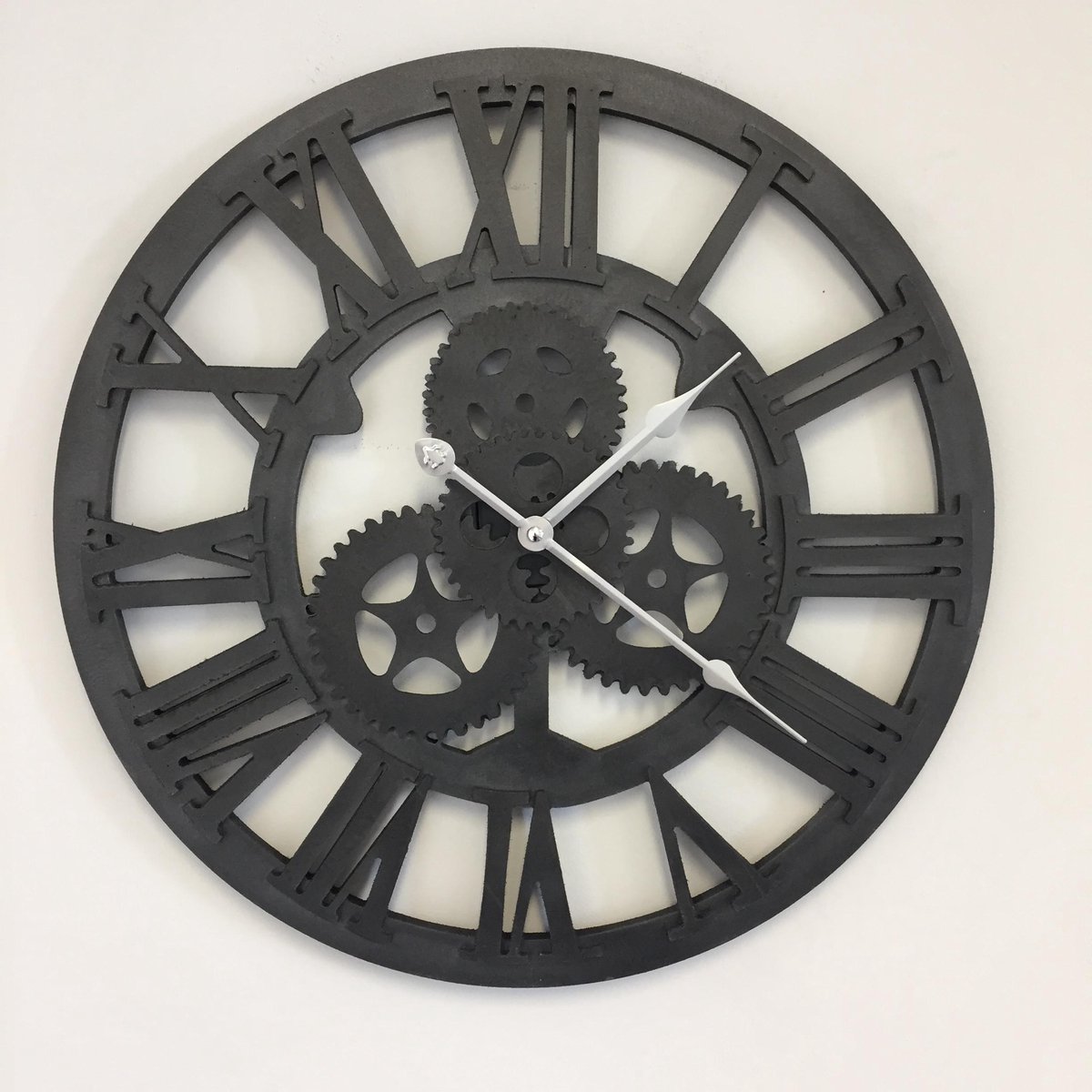 WANDKLOK INDUSTRIEEL BLACK WOOD retro vintage