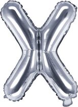 Folie ballon, 35 cm zilver Letter X