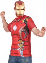 "T-shirt en masker van Iron Man™ movie 2 voor volwassenen  - Verkleedkleding - Large"