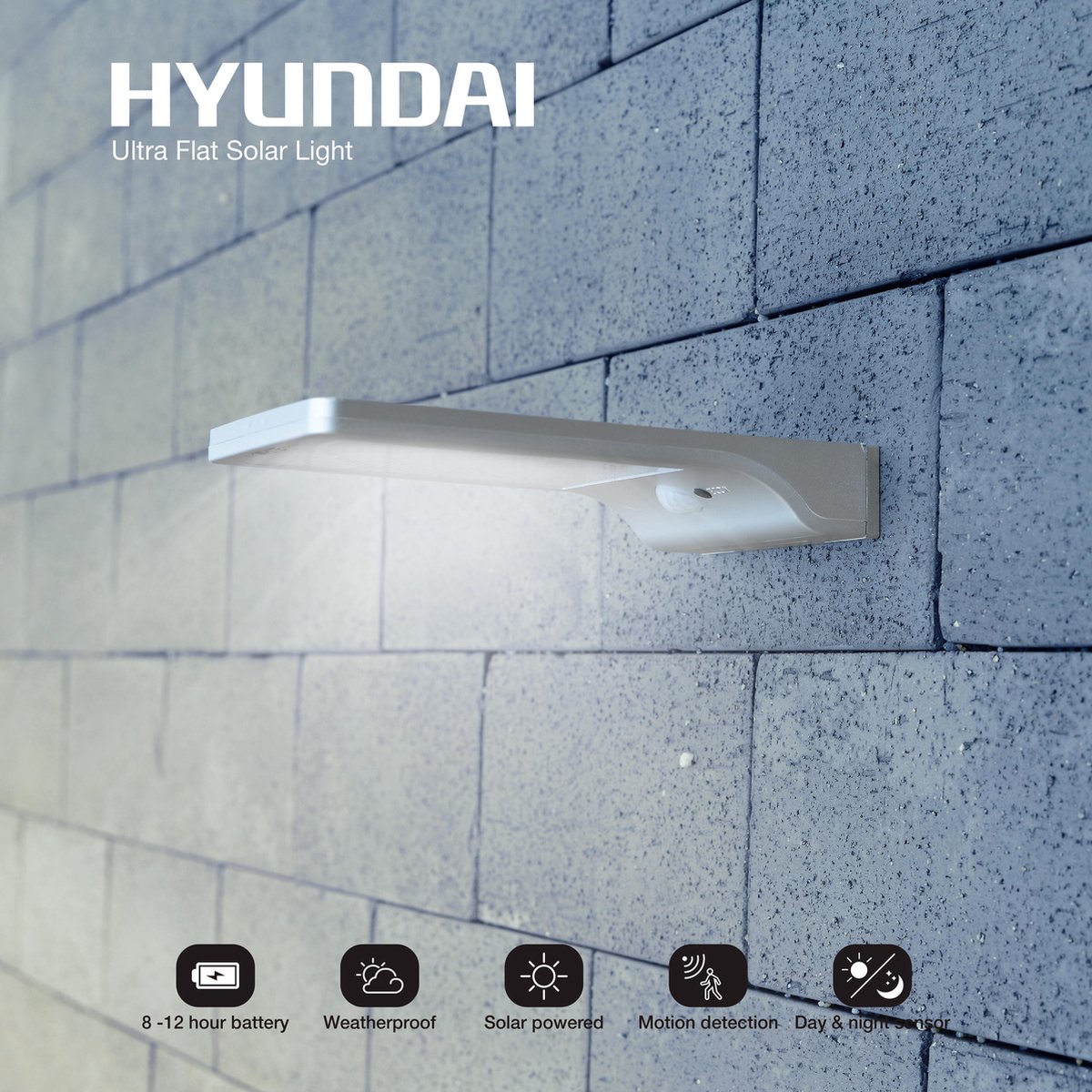 Voor u generatie afdrijven Hyundai - Ultra dunne LED buitenlamp op zonne-energie | bol.com