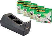 4x Scotch plakbandafroller zwart + 4 rollen