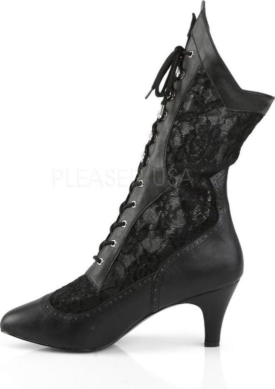 Eogrokerr Steampunk gothic vintage laarzen, leren louis hak veterlaarzen kuitlengte Victoriaanse laarzen, voor dames, BRON, 43 EU