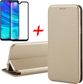 Hoesje voor Huawei P Smart (2019) Book Case Portemonnee Goud + Screen Protector Full-Screen Tempered Glass van iCall