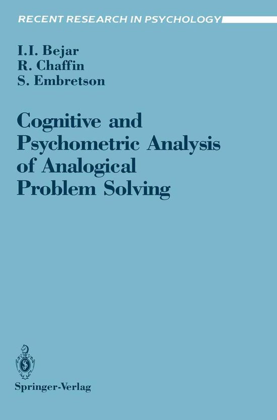 Recent Research in Psychology - Cognitive and Psychometric A ... - cover