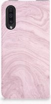 Geschikt voor Samsung Galaxy A50 Standcase Hoesje Marble Pink