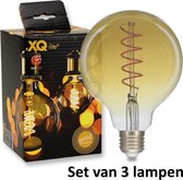 Filament LED lamp (G95)|E27 | 2.5w |  2000K = Super Warm wit | = 16 Watt gloeilamp | Set van 3 lampen