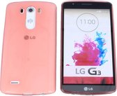 LG G3 D855, 0.35mm Ultra Thin Matte Soft Back Skin case Transparant Rood Roze Red Pink