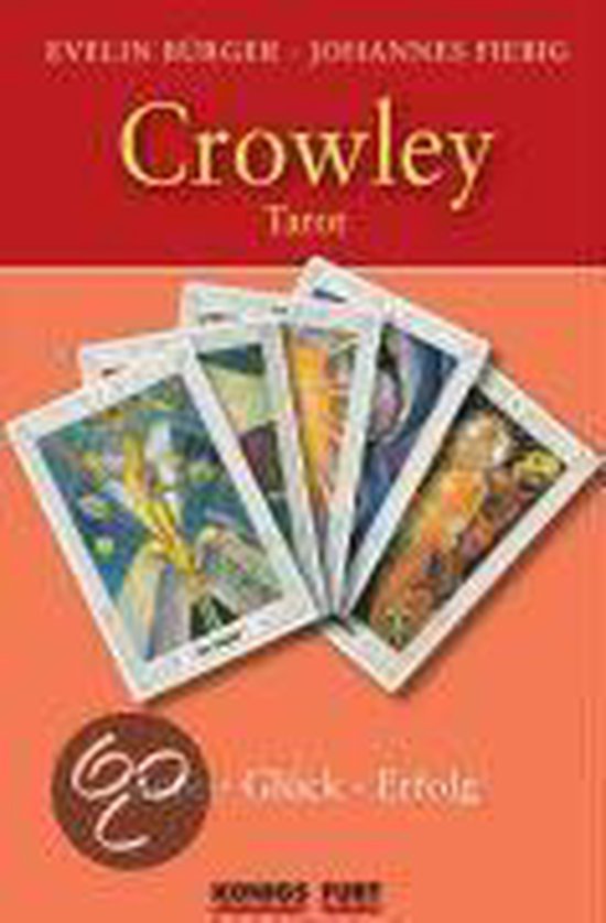 Crowley Tarot kaarten met op de voorkant een engel-achtig figuur en op de achterkant diverse Tarot kaarten. Onderin staat "Glück - Erfolg".