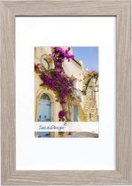 SecaDesign Fino Hout - Fotolijst 10x15 / 7x10 cm fotomaat met passe-partout - Grijs Eikenkleur