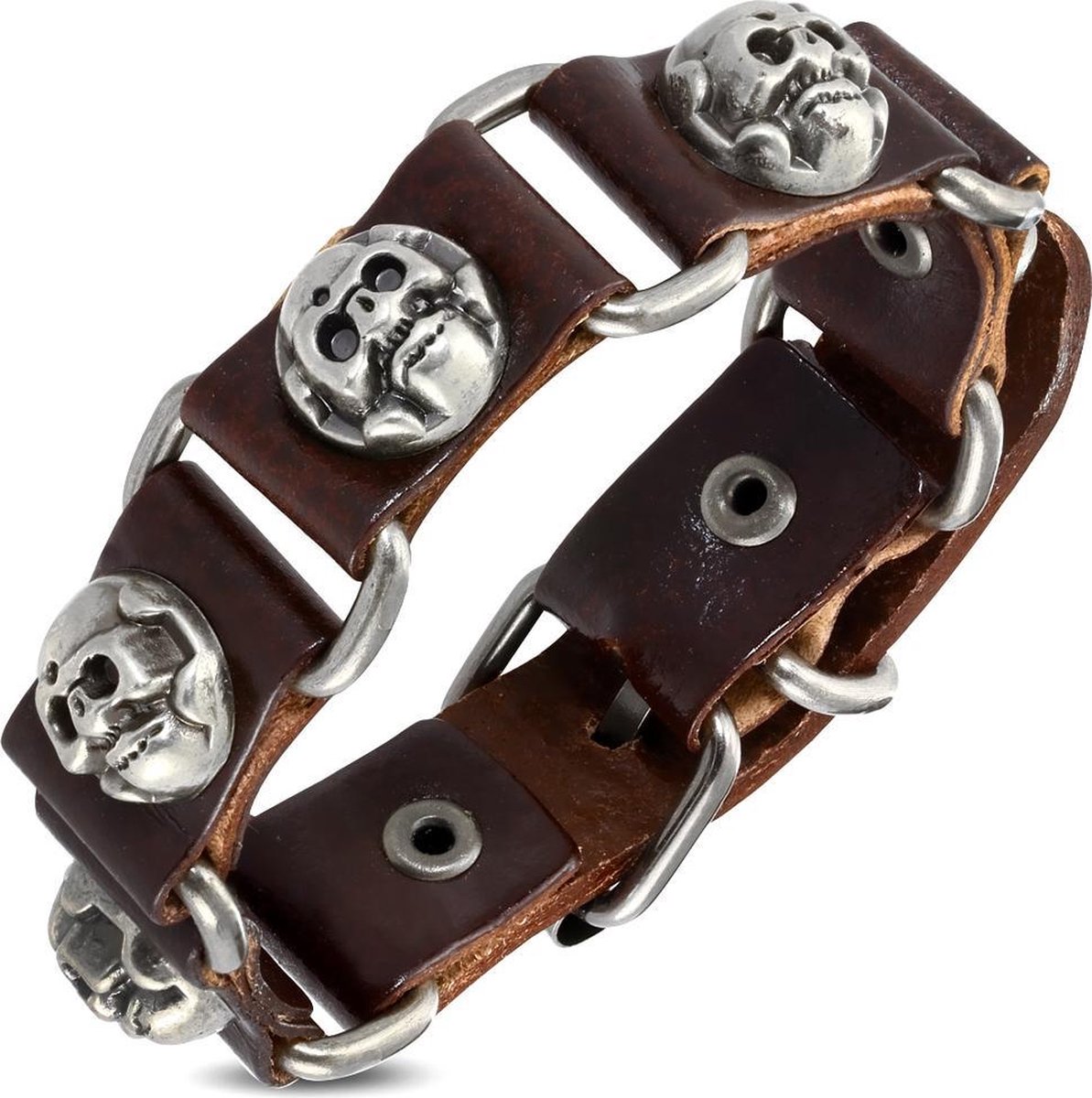 Amanto Armband Agron - Leer - Stud Zombie - 20mm - 20-22cm