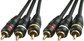 DELTACO MM-122 (MM-28B), Audio / video kabel 2x 3 RCA, verguld, zwart, 5m