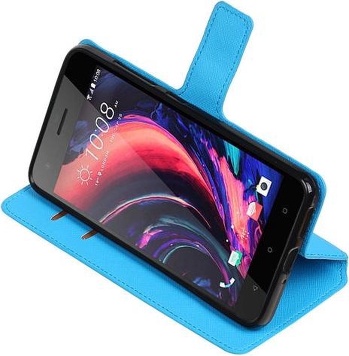Blauw HTC Desire 10 Pro TPU wallet case booktype hoesje HM Book