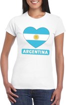 Argentinie hart vlag t-shirt wit dames L