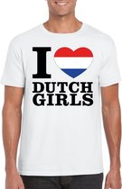 I love Dutch girls t-shirt wit heren - Nederland shirt S