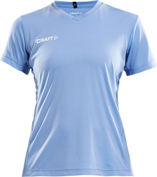 Craft Squad Jersey Solid SS Shirt Dames Sportshirt - Maat S  - Vrouwen - blauw/wit