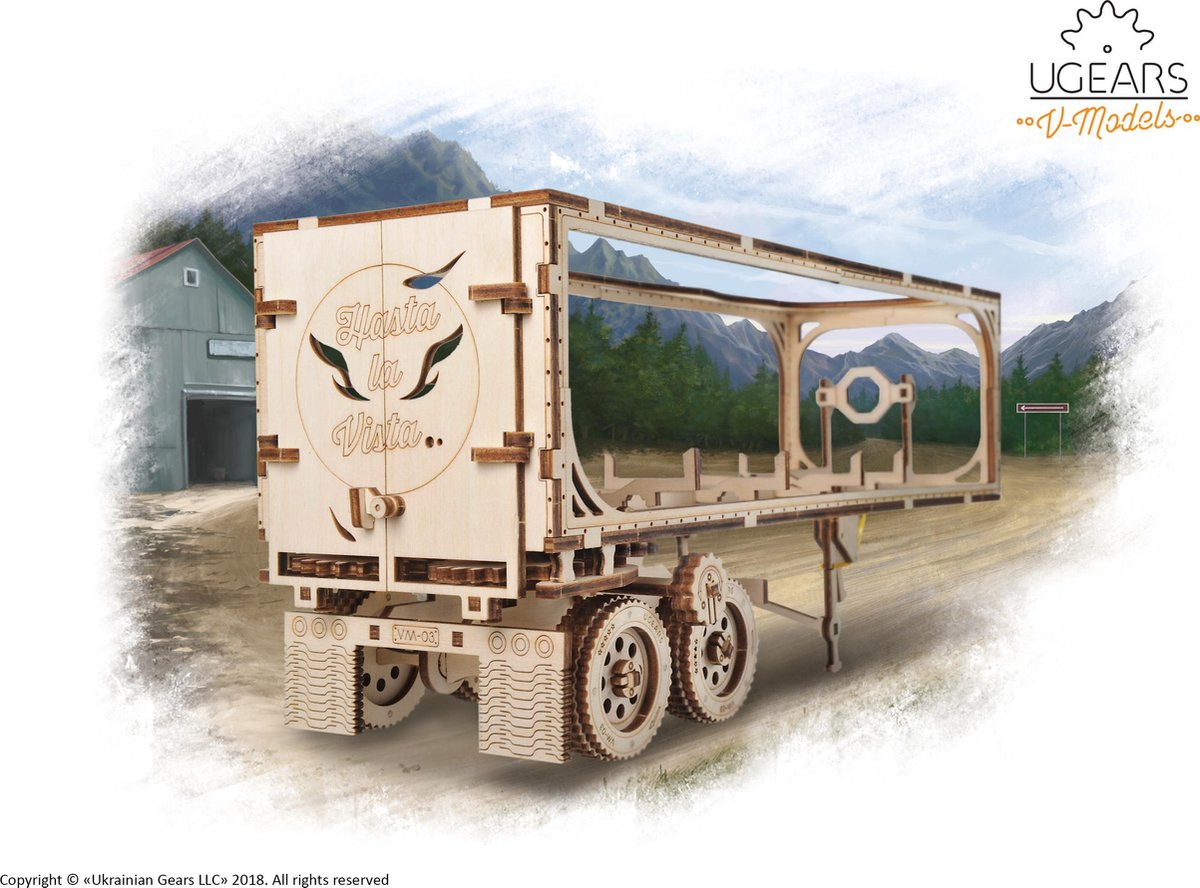 UGEARS Houten 3D Model - Aanhangwagen Voor Heavy Truck — afbeelding 7