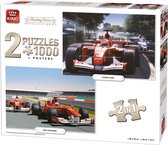 King 2 in 1 Puzzel 1000 Stukjes (68 x 49 cm) - Formule 1 Raceauto Collectie - Legpuzzel Autorace