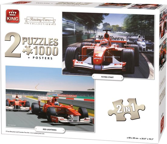 King 2 in 1 Puzzel 1000 Stukjes (68 x 49 cm) - Formule 1 Raceauto Collectie  -... | bol.com