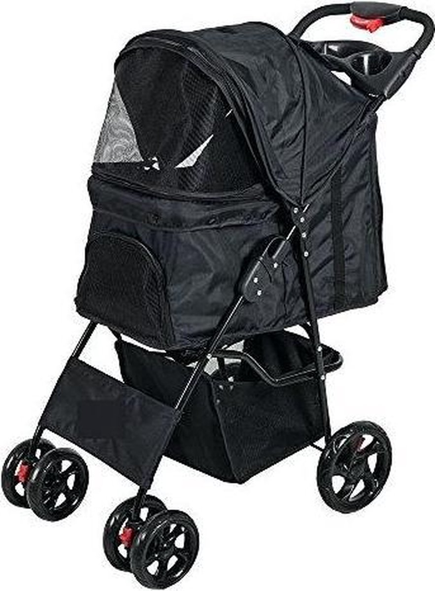 Bol.com Topmast Hondenbuggy - Wandelwagen voor Honden - Hondenbuggy Inklapbare - Zwart - 4 Wielen - AANBIEDING aanbieding