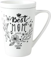 Dutch Rose Zwart/Wit Beker XL Best Mom - Wit