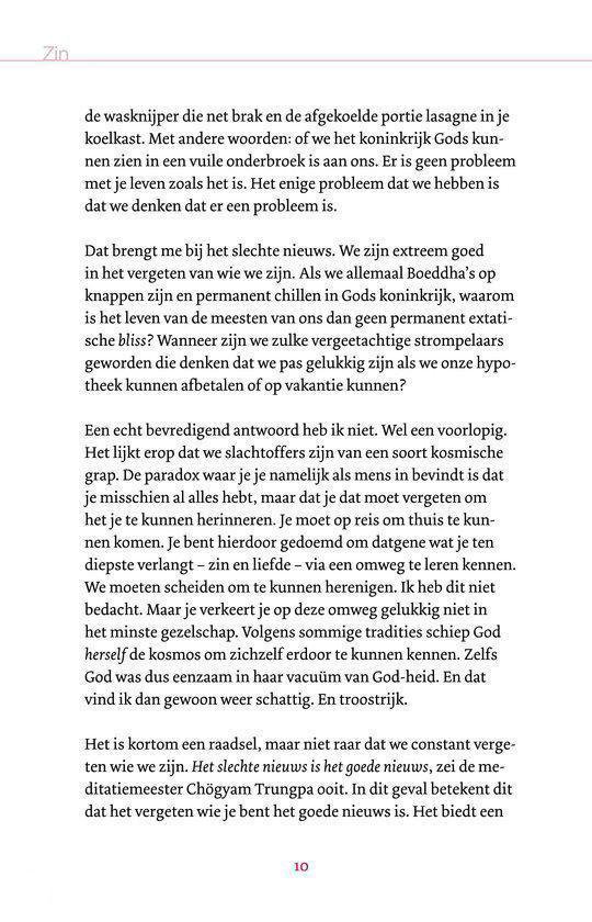 Tekstpagina met de titel ' Zin ' en een paragraaf over de wasknijper.