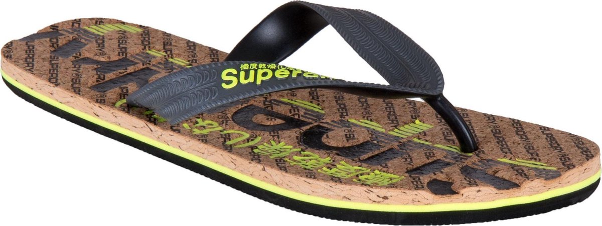 Superdry Slippers - Maat 46 - Mannen - grijs/geel | bol.com