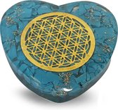 Orgoniet Hart Turquoise met Koperen Flower of Life