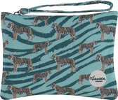 Lauren Sterk Amsterdam - canvas etui met rits - small - Tijgers - groen