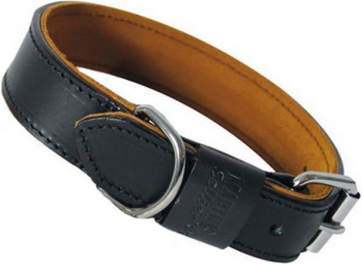 Martin Sellier Halsband - Black Tan - Leder - Zwart - Breedte 30 mm - Nekomtrek 31 - 37 cm (GELIEVE ALVORENS BESTELLEN OPMETEN)