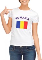Wit dames t-shirt met vlag van Roemenie L
